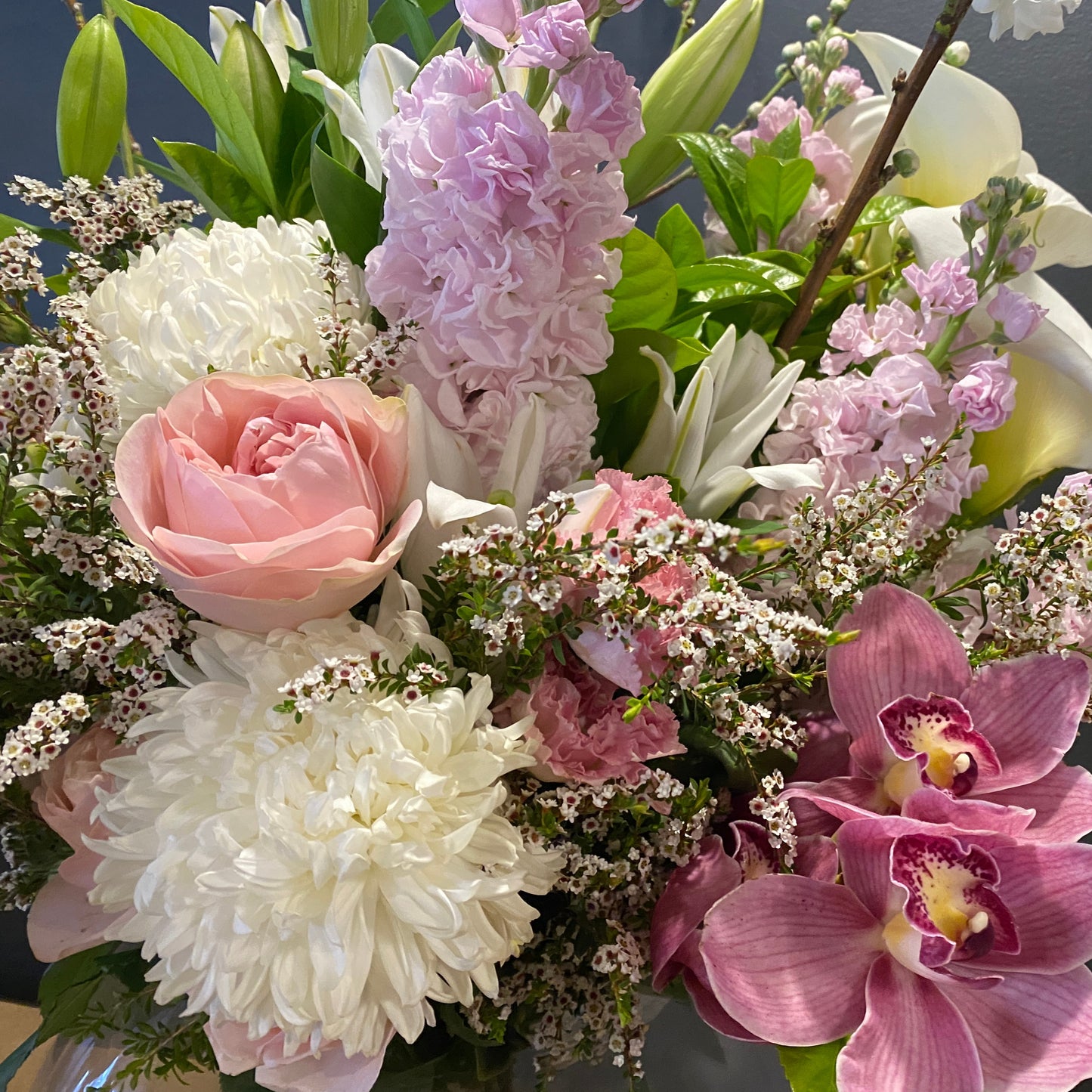 Cymbidium Orchid & Cherry Blossom