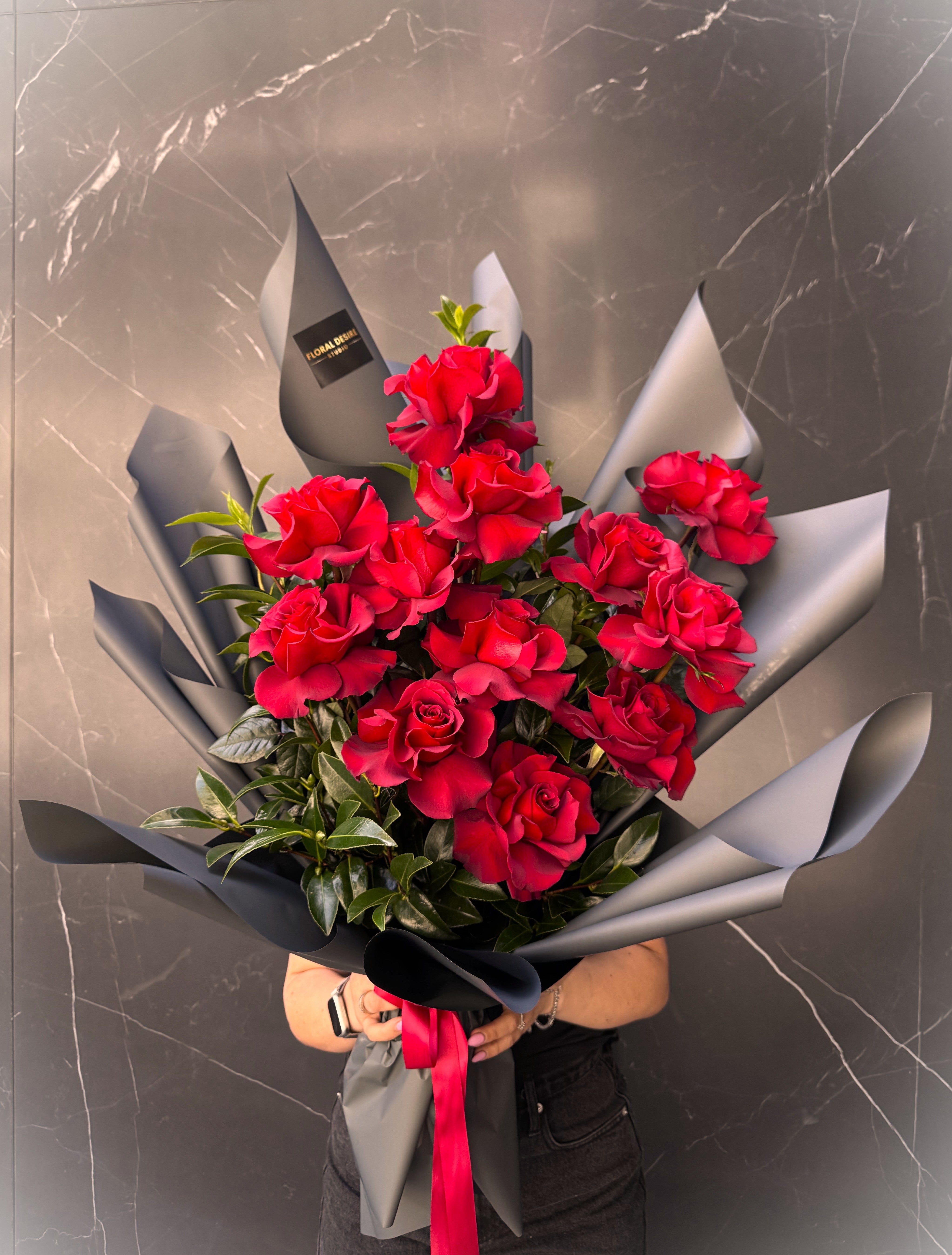 Dozen Reflexed Red Rose Bouquet – Red Fragrance Floral Design - Flowers ...